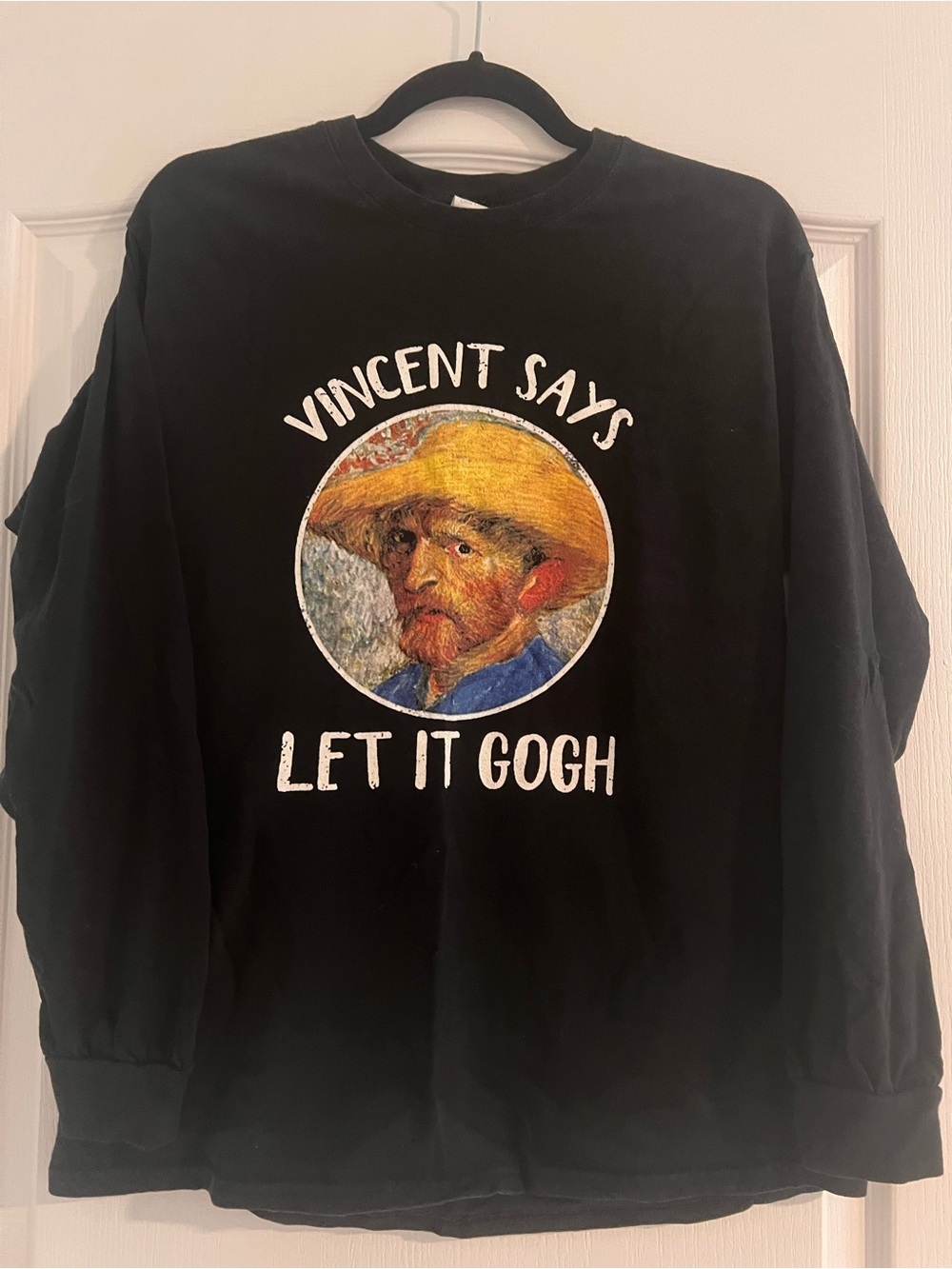 Vincent Says "Let It Gogh" Black Graphic Long Sleeve Tee